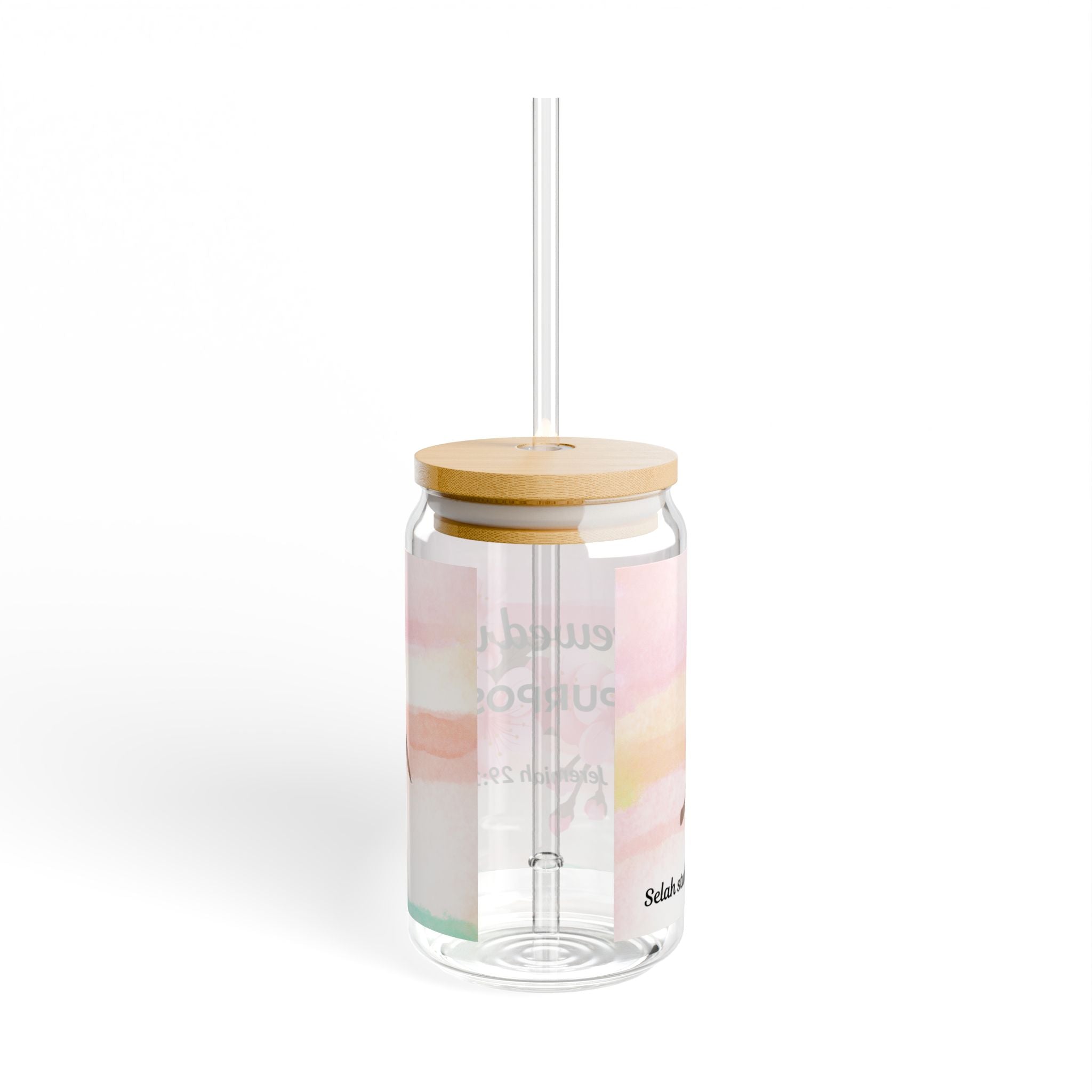 16oz Sipper Glass — "Brewed with Purpose" Floral Christian Tumbler (Jeremiah 29:11)