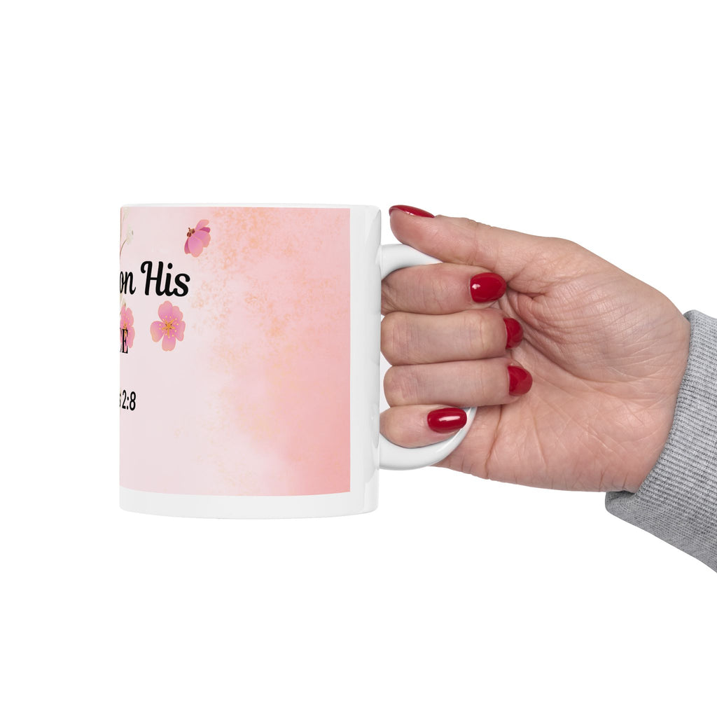Sipping on His Grace Ceramic Mug — Floral Faith Coffee Cup (Ephesians 2:8)