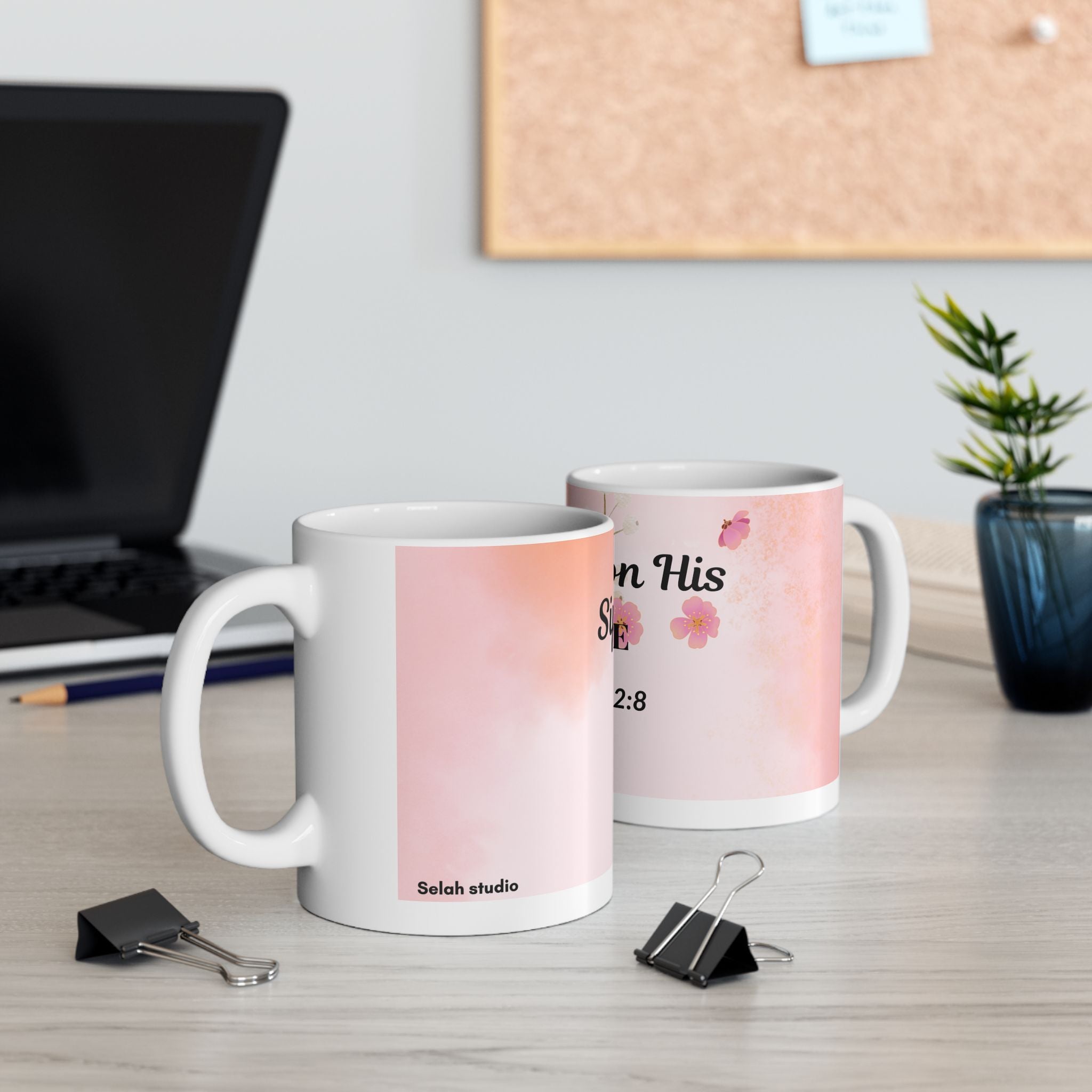 Sipping on His Grace Ceramic Mug — Floral Faith Coffee Cup (Ephesians 2:8)