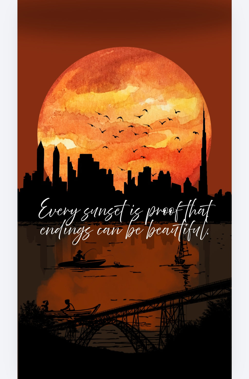 Beautiful Endings Motivational Phone Wallpaper